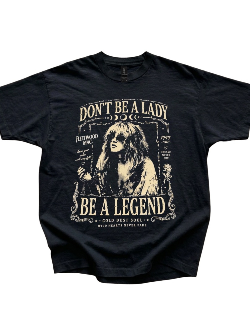 Gildan Black Tee with Cream Vintage Graphic